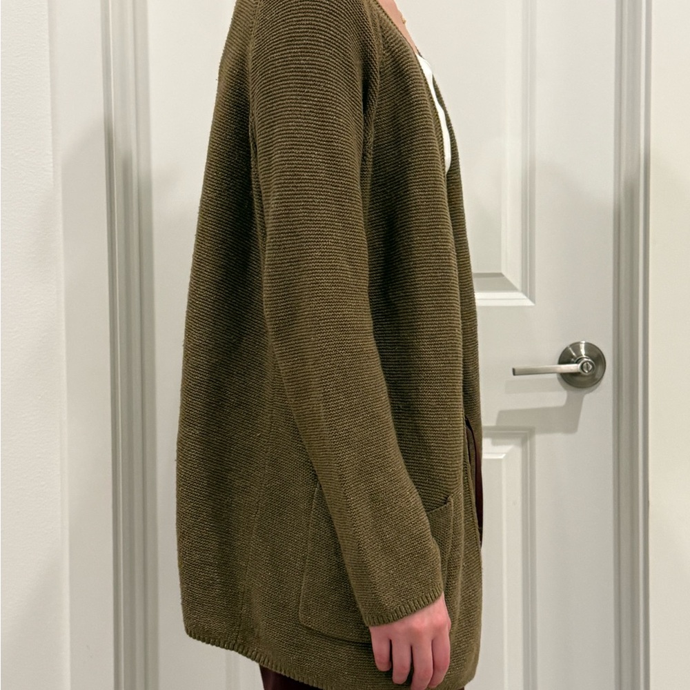 J.Jill Stylish olive/brown Open Knit Sweater size Med - Picture 2 of 7